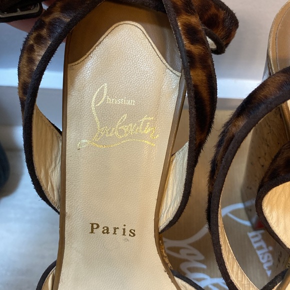 Super dombasle 160 pony leopard heels - red bottoms cork cheetah print -Y2K 37.5 - Picture 9 of 10